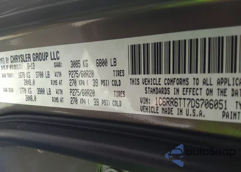 2013 Ram 1500 Slt z USA, uszkodzony, nr VIN 1C6RR6TT7DS706051